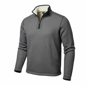 Orvis Men’s L Sherpa Lined Quarter Zip Sweater Jacket Gray Fleece Pullover